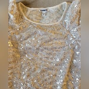 EXPRESS White Sequin Top